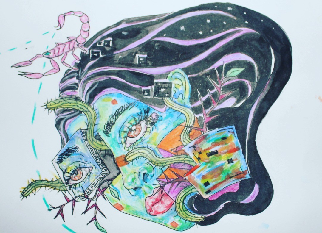 "Alma Desértica" Obra elaborada en acuarelas y tinta china por Andrea Cortés As...