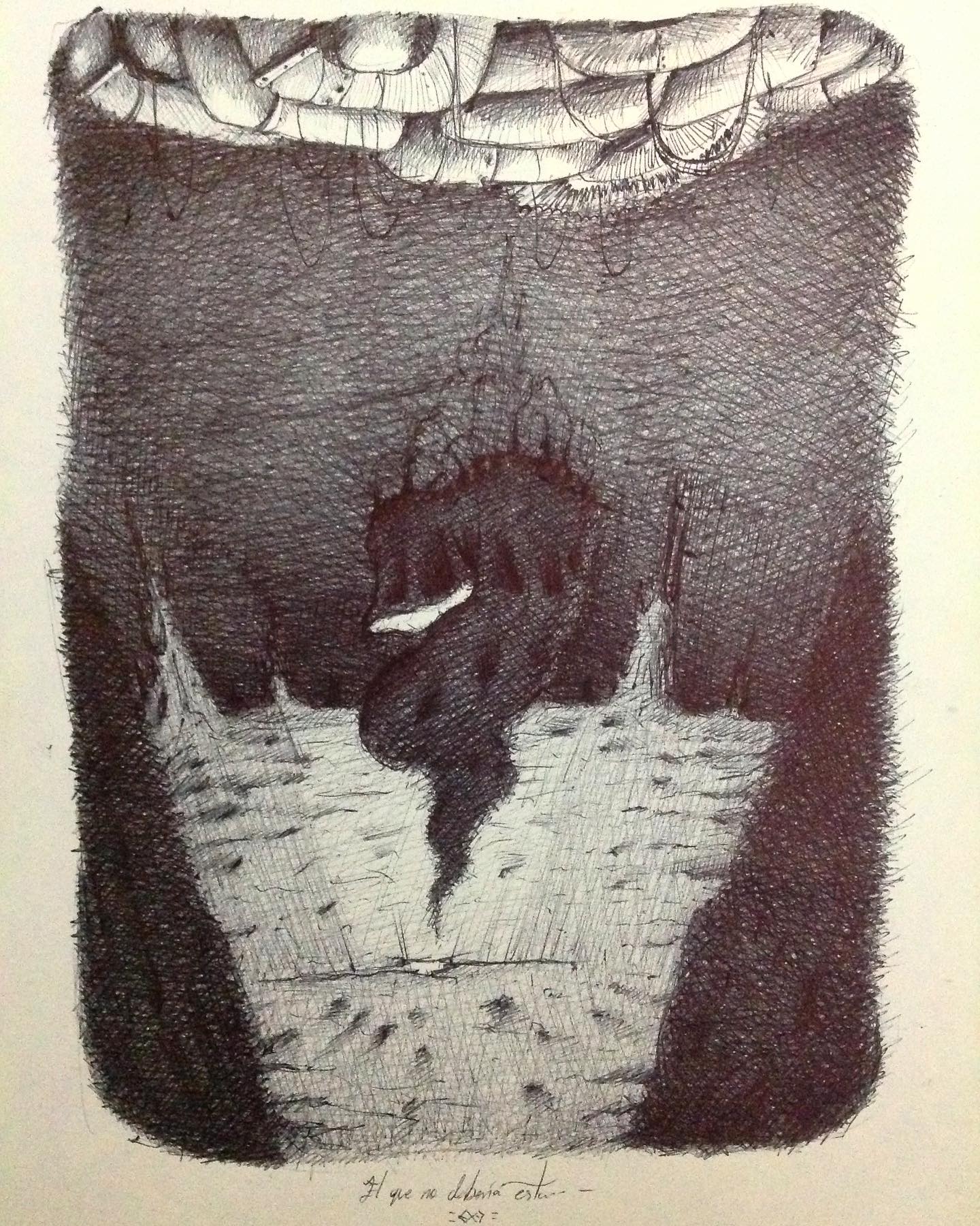 "El que no debería estar" Obra realizada en tinta por Carlos Dan Martínez @imca...