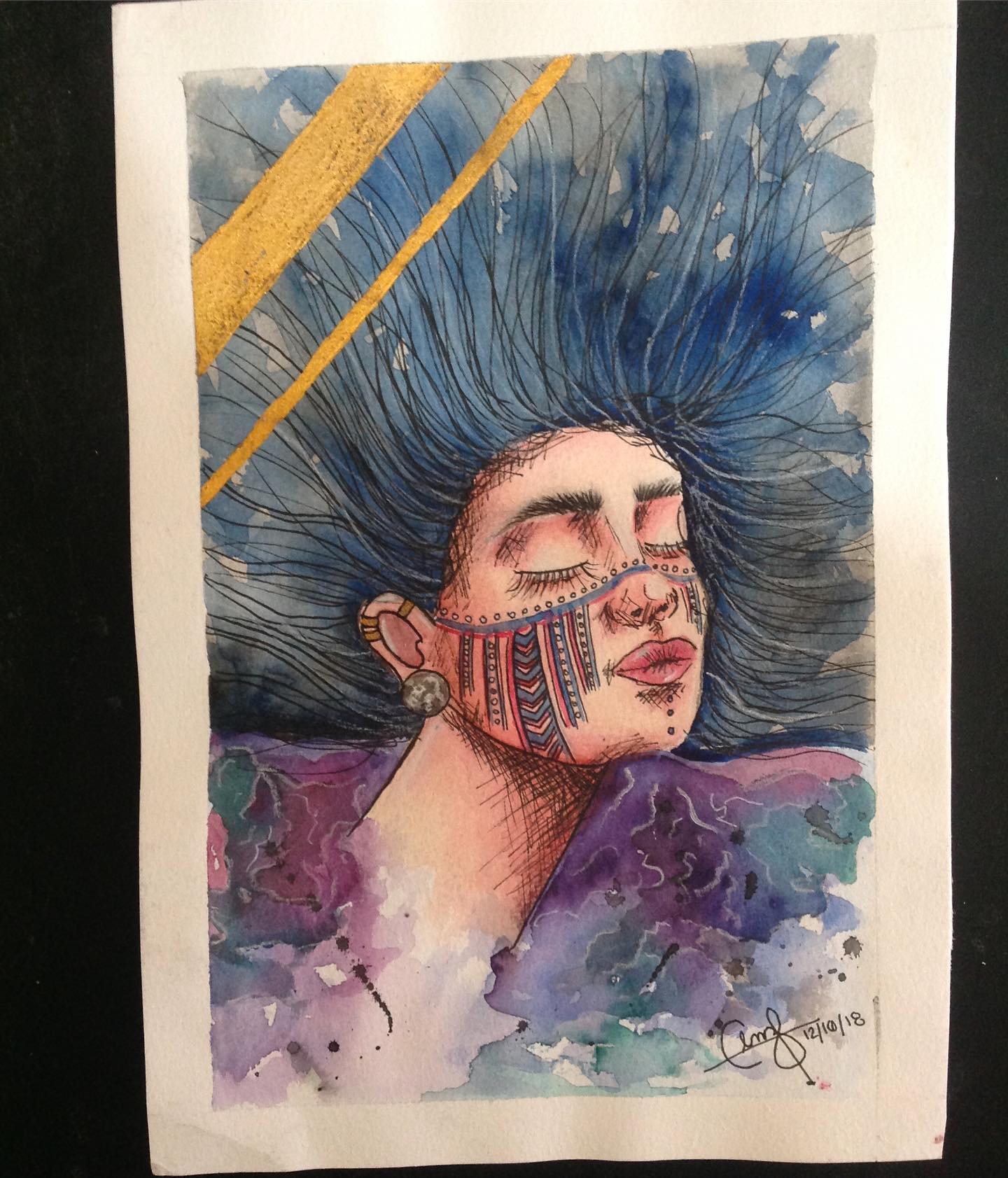 "Desde la arena" obra realizada en técnica mixta por Claudia Inzunza @luneartwo...