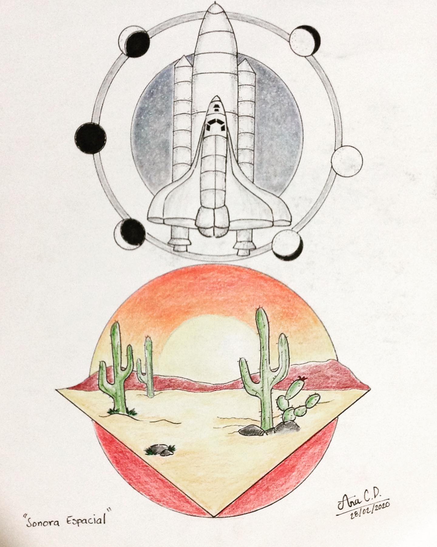 Obra titulada "Sonora Espacial" por Ana Corrales @lobito053 en técnica de estil...