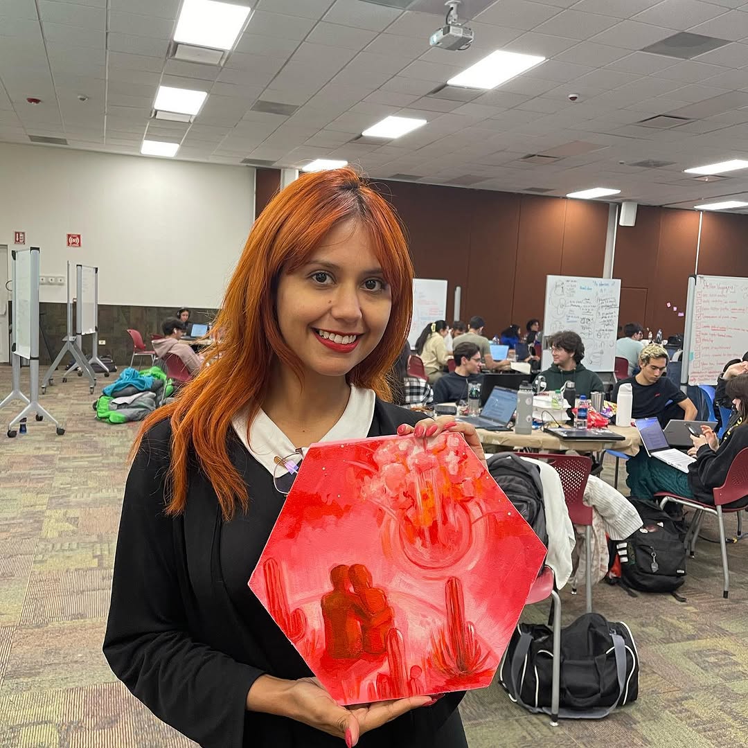 @karlagamez_ con su obra en @spaceappshmo @nasa_spaceapps acerca de un repensar...